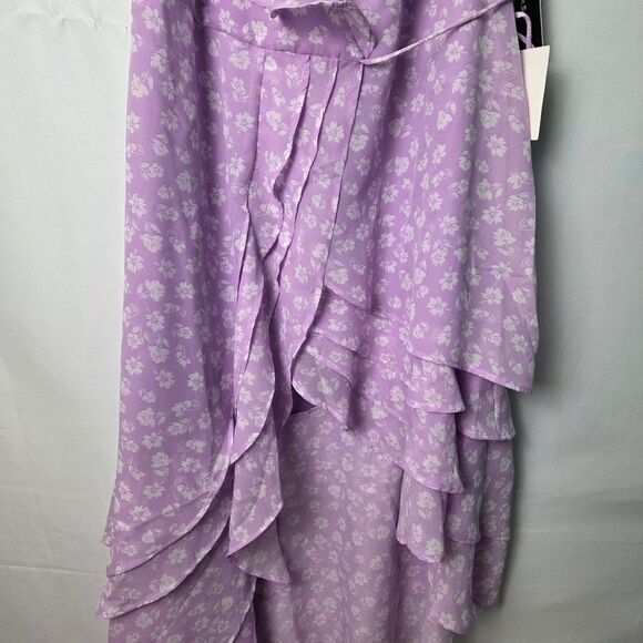 Lulus Lavender Floral Ruffle Wrap Maxi Dress Size Small - Picture 5 of 9